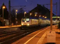 ME 140-04 vor Dosto Metronom nach Uelzen hält am 13.02.2014 um 07.05 Uhr im Bahnhof Hamburg Harburg.