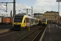 VT 270 der HLB startet am 14.2.2014 um 14.32 Uhr im Hauptbahnhof Fulda zu seiner
planmäßigen Fahrt nach Limburg.