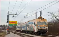 SŽ 813-130 fährt durch Maribor-Tabor Richtung Maribor Hauptbahnhof. /20.2.2014
