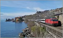 Im Gegensatz zum lezten Jahr um diese Zeit weht schon ein Hauch Frühling über den See, Grund genug, das Lavaux in seiner typischen Winter-Ambiente einzufangen.
Re 460 005-1 mit dem IR 1724 zwischen Rivaz und St-Saphorin.
22. Feb 2014