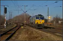 Das Wetter sollte es weitgehendst gut meinen bei dem kleinen, aber feinen Bahnbilder-Treffen am 22.02.2014 in Leipzig-Thekla. Obwohl ich aufgrund der Fahrtzeit etwas sp�ter ankam, konnte gleich aus dem vollen gesch�pft werden: ITL CB 1001 / 266 106 hatte mit dem Kohle-Zug doch etwas M�he (NVR-Nummer 92 80 1266 106-4 D-ITL)