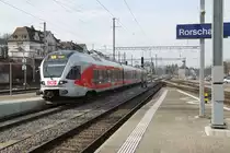 SOB Zug der S4 nach Sargans bei der Einfahrt in Rorschach.25.02.14