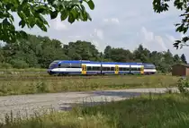 Talent`0013´ der Ostseeland Verkehrs GmbH war am 23.08.2007 für die NOB zwischen Itzehoe und Heide im Einsatz; hier beim Verlassen des Bahnhofs von St. Michaelisdonn.

