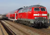 218 410-9 mit IRE 4246 von Lindau nach Stuttgart am 22.03.2013 beim planmäßigen Halt in Aulendorf.