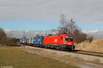 1116 115 mit einem KLV Zug am 20.02.2014 bei Ostermünchen.