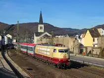Am 24.2.2014 hatte 103 113 wieder die Aufgabe, den IC 119 nach Stuttgart zu bringen und durchfährt dabei immer Boppard