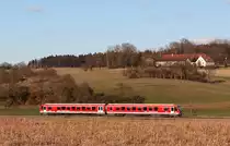 628 585 als S Bahn nach Altomünster am 23.2.14 bei Kleinberghofen