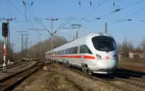Der wohl sauberste ICE-T der BR 411 fuhr am 22.02.14 als ICE 1545 durch Leipzig-Thekla Richtung Dresden. 