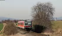 628 470-7 als RB 13533 (Bingen(Rhein) Stadt-Worms Hbf) bei Sprendlingen 24.2.14
