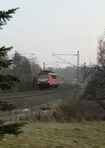 1749 Tage warten hatte heute am 08.03.14 ein Ende! 155 214 bespannte den Frankenwaldumleiter. Hier die Lz Rückfahrt von Hof nach Leipzig in Röttis/V.