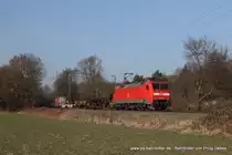 152 031-1 (DB Schenker) mit einem Güterzug in Ratingen Lintorf, 8. März 2014