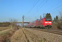 146 115 war am Nachmittag des 31.01.14 mit einem RE von Basel �ber Freiburg (im Breisgau) Hbf nach Offenburg unterwegs. Hier konnte ich den Zug bei H�gelheim fotografieren.