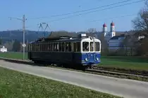 ASm: BRe 4/4 116 bei St. Urban vor der Kulisse des Klosters St. Urban. Die Aufnahme ist anlässlich einer Sonderfahrt vom 9. März 2014 entstanden. Leider ist dieses Fahrzeug aus der Eröffnungszeit der ehemaligen LJB (1907) nur noch sehr selten im Einsatz, was auf den dichteren Fahrplan und die höhere Geschwindigkeit der Planzüge zurückzuführen ist.
Foto: Walter Ruetsch