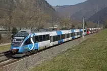 4024 120 und 4024 039 als Zug 4021 auf der Fahrt zwischen Bruck/Mur und Pernegg am 10.03.2014.