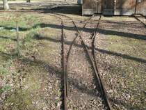 Diese Feldbahnweiche liegt bei der Moorbahn in Bad Sülze.Aufgenommen am 12.März 2014.