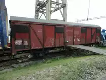 Gedeckter Güterwagen Hbcs-uv  712 am 1.9.2013, Hamburg, Museum der Arbeit, Schuppen 50