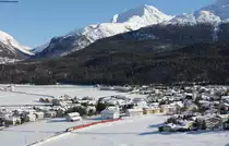 Rhb 622  Hakone Tozan Railway  mit dem R 856 (St.Moritz-S-chanf) bei Celerina 8.3.14