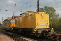 DB V 203  mit Oberleitungsinstandsetzungswagen am Güterring aus Richtung Thekla kommend.
14.09.2013
