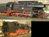 BR65 der DDR. Mein Modell ist als Piko-BR42 geboren und musste sich dann richtig was gefallen lassen. Sie wurde zeitgleich mit dem G�tzold-Modell fertig und hat auch identische Laufeigenschaften. Beides Zufall.
Angetrieben wird sie durch einen Glockenankermotor im Stehkessel mit Vorsatzgetriebe auf ein G�tzold V100-Dregestell alter Bauart. Der Achstand stimmte genau. Auf diesem Drehgestell ist die Lok auch abgest�tzt wegen des Ballastes, aber auch, damit sie in den Kurve nicht ausschwenkt.