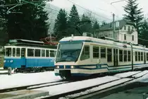 FART/SSIF: Der SSIF ABe 4/6 62 bei der Einfahrt in den Bahnhof Santa Maria Maggiore anlässlich einer Begegnung mit dem Ce 2/4 4 bei winterlichen Verhältnissen im Jahre 2004. Eigentum: Ae 4/6 57-58 FART/ ABe 4/6 61-64 SSIF.
Foto: Walter Ruetsch 