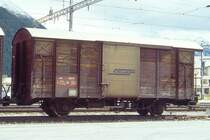 RhB - Gb 5804 am 28.08.1996 in Samedan - gedeckter G�terwagen 2-achsig mit 1 offenen Plattform - Baujahr 1911 - SIG - Gewicht 7,37 - Zuladung 15,00t - L�P 8,54m - zul�ssige Geschwindigkeit Aufkleber 70 km/h - �2=31.10.1990 - Lebenslauf: ex BB K 213 - 1943 RhB K 5408 - 1962 K� 5804 - 1969 Gb 5804 - 12/1996 Abbruch - Hinweis: gescanntes Dia
