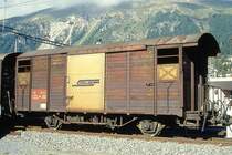 RhB - Gb 5805 am 11.09.1994 in Samedan - Gedeckter G�terwagen 2-achsig mit 1 offenen Plattform - Baujahr 1911 - SIG - Gewicht 7,22t - Zuladung 15,00t - L�P 8,54m - zul�ssige Geschwindigkeit 70 km/h - �2=28.11.1990 - Lebenslauf: exBB K 214 - 1942 RhB K 5409 - 1962 K� 5805 - 1969 Gb 5805 - 12/1996 Abbruch.
