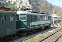 Ex. SBB Re 4/4 I, heute Re 416 628-6, abgestellt in der Klus, 28.03.2014.