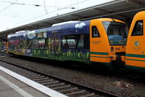 Der VT 650.65 der ODEG  Wald-Solar-Heim-Express  Eberswalde als RB 79513 am 25.03.2014 in Berlin Lichtenberg nach Werneuchen.
Im Fensterband die Siegelung des VT 175.