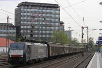 Captrain 189 108 fuhr am 2.4.14 mit einem Papierzug durch Ratingen-Lintorf.