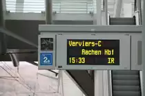 Hier die Anzeige für den IR q nach Aachen am 13.1.14 in Liège Guillemins