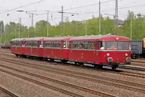 VEB 796 784-7,796 785-4,998 271-1 und 998 863-5 auf der Rückfahrt vom Eisenbahnmuseum Bochum-Dahlhausen nach Gerolstein in Düsseldorf-Rath 12.4.2014