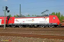 146 009  Damit Deutschland vorne bleibt  mit RE6 am 12.04.2014 in Bochum Ehrenfeld.