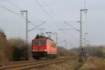 155 128-2 (Baujahr: 1980) während eine Lokfahrt in die Richtung Emden bei Salzbergen am 14-3-2014.