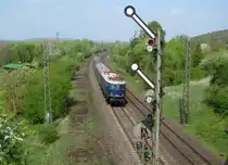 118 047-0 mit N Coburg - Bamberg am 13. April 2014 am Einfahrsignal Breitengüßbach.