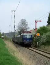 118 047-0 mit N Coburg - Bamberg am 13. April 2014 am Einfahrsignal Ebersdorf (b Coburg).