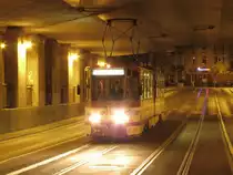 EVAG 520 während einer Nachtsonderfahrt der Erfurter Nahverkehrsfreunde, am 16.03.2014 in der Schillerstraße.