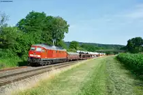 233 373-0 mit einem gemischten Güterzug bei Oberteich Richtung Nürnberg Rbf, 18.07.2013