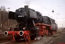 050 164-3 rangiert im April 1976 im Bahnhof Stolberg. Anlässlich des Dampflok-Abschiedes beförderte sie gemeinsam mit einigen Schwestermaschinen Sonderzüge zwischen Stolberg und Aachen.