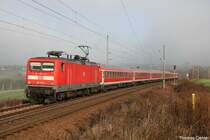 Am 30.11.06 bef�rdert 112 124 den RE 4821 von Berlin nach Chemnitz. Hier aufgenommen bei Chemnitz-Gl�sa.