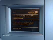 Das elektronische Innendisplay eines ICE, der nach M�nchen Hbf unterwegs ist.