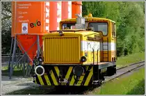 Im Anschlussgeleise der Holcim in St.Margrethen steht diese zweiachsige Rangierlok, beschriftet mit Ferriere Belloli SA Grono. (22.04.2014)