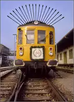 120 Jahre Bahnhof Konstanz. Ausstellung des 50-jährigen Tunneligels, über viele Jahre regelmäßiger Mitarbeiter der Schwarzwaldbahn. Konstanz, Mai 1983.