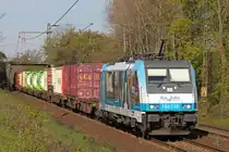 186 110 fuhr am 17.4.14 mit Containern durch Ahlten. Gruß an den Tf!