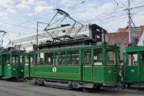 Mit dem Be 2/2 47  Anggebliemli  aus dem Jahre 1900 finden Publikumsfahrten durch die Stadt Basel statt. Die Aufnahme stammt vom 12.04.2014.