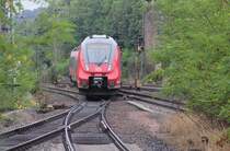 Nachschuss auf den RSX-Hamster 442 255/755, der am 14.09.2013 aus Richtung Osten in Eichenberg weiter gen Kassel fuhr.