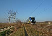 X73917 als IRE von Freiburg (Breisgau) Hbf nach Mulhouse-Ville am Nachmittag des 08.03.14 südlich von Hügelheim.
Grüße an den Lokführer!