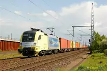 BoxXpress 182 507/ ES 64 U2-007 mit einem Containerzug am 23.04.2014 in Köln Porz Wahn.