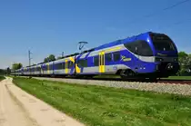 Der Meridian ET 322 München- Salzburg kurz vor dem Halt in Übersee am Chiemsee am 
05.05.14 
