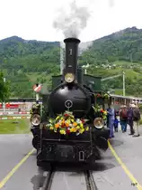 RhB - 125 Jahre Feier der RhB in Landquart mit der Dampflok G 3/4 1 Rhätia im Werkstätte Areal am 10.05.2014