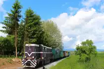 L45H070 ist endlich auf Kurs. Nach einigen Startschwierigkeiten wird das Rumänische Dieseltriebfahrzeug nun ab und an vor dem  Flascherlzug  bewundert werden können. Kraubath am 10.Mai 2014